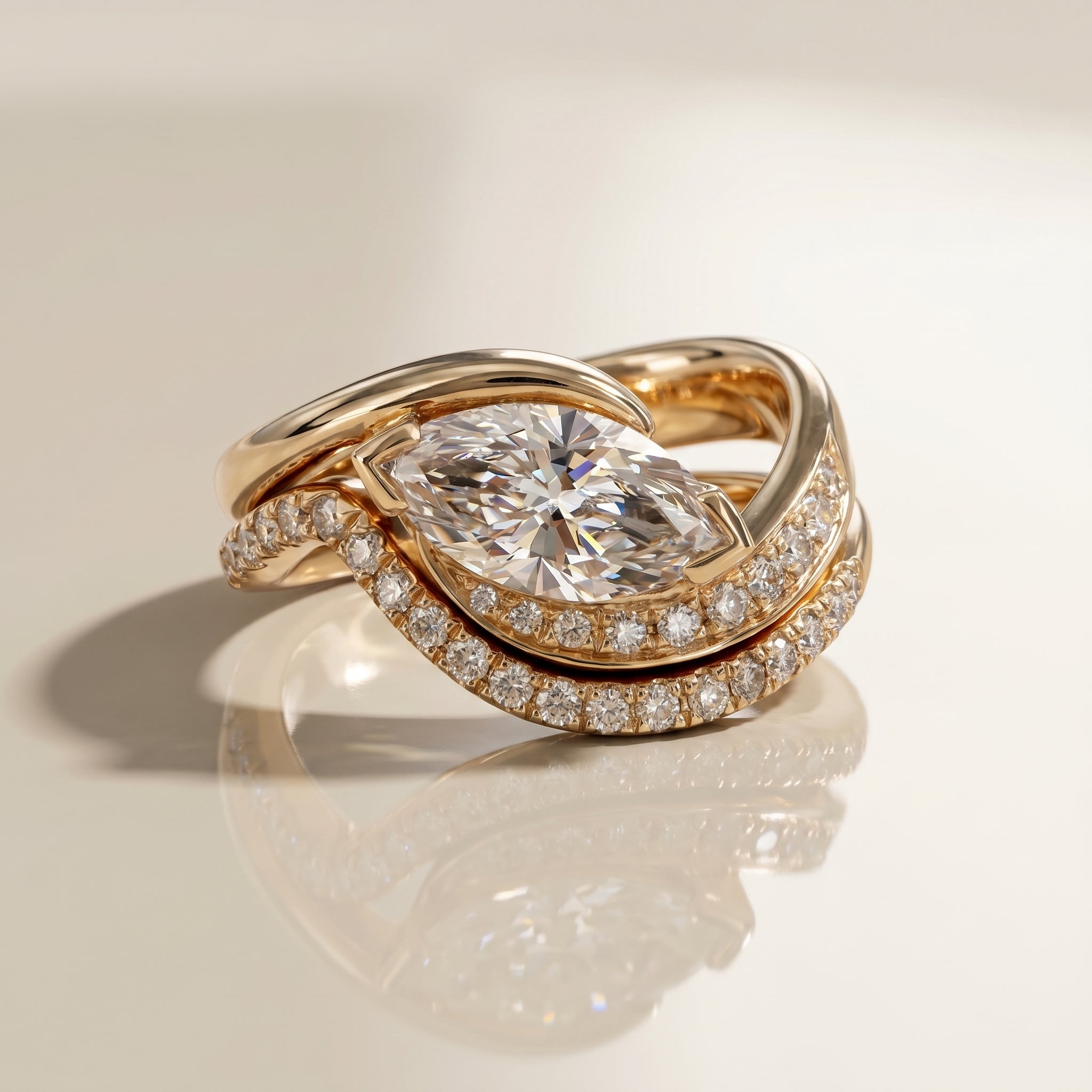 1.0 CT Round Solitaire Moissanite Diamond Bridal Ring Set